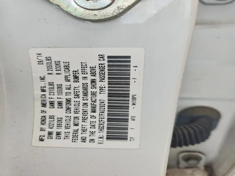 2015 HONDA ACCORD EXL  