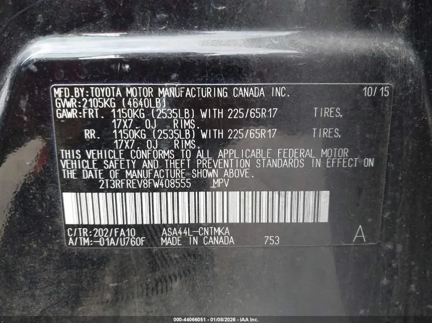 2015 TOYOTA RAV4 XLE