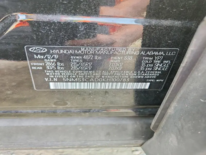 2019 HYUNDAI SANTA FE SEL 2.4L  