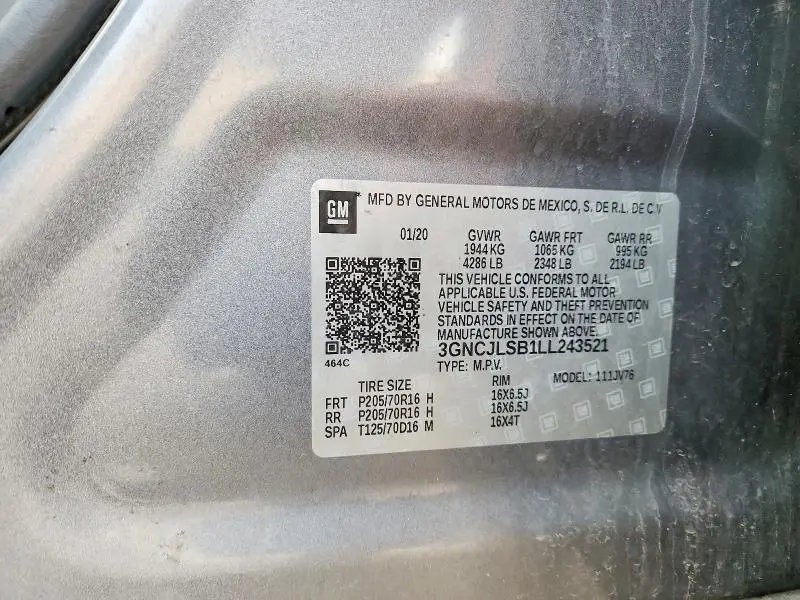 2020 CHEVROLET TRAX 1LT  