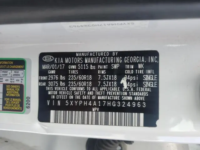 2017 KIA SORENTO EX  