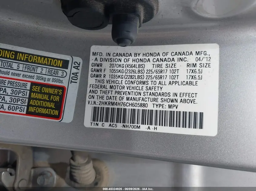 2012 HONDA CR-V EX-L