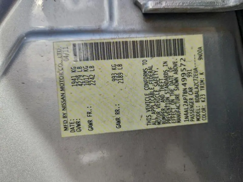 2011 NISSAN ALTIMA BASE  