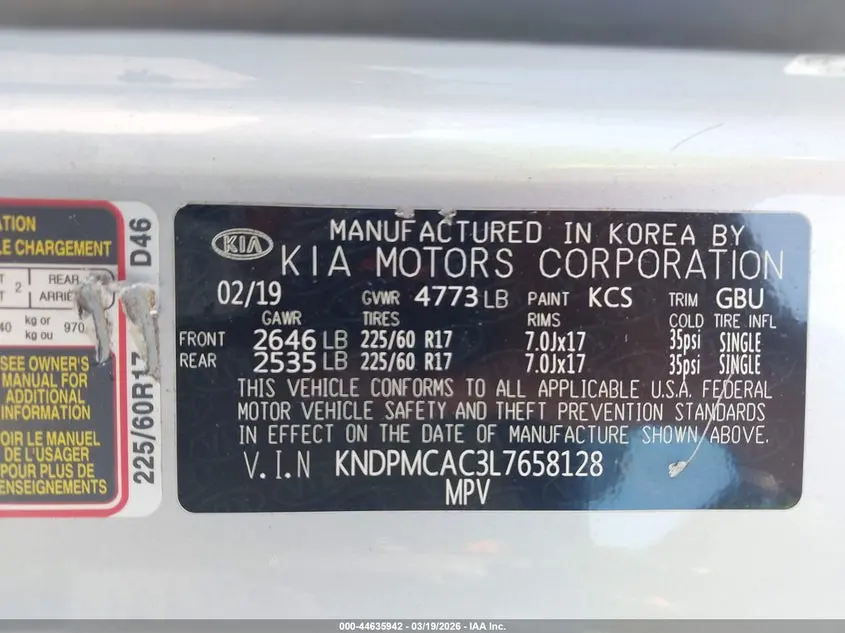 2020 KIA SPORTAGE LX