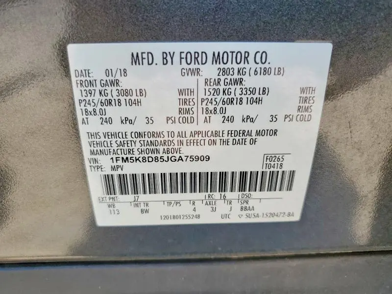 2018 FORD EXPLORER XLT  