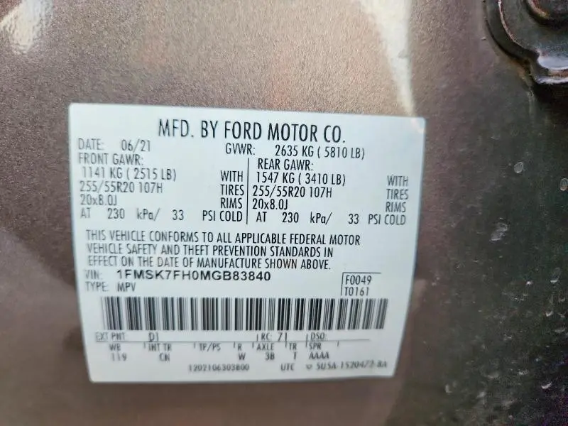 2021 FORD EXPLORER LIMITED  