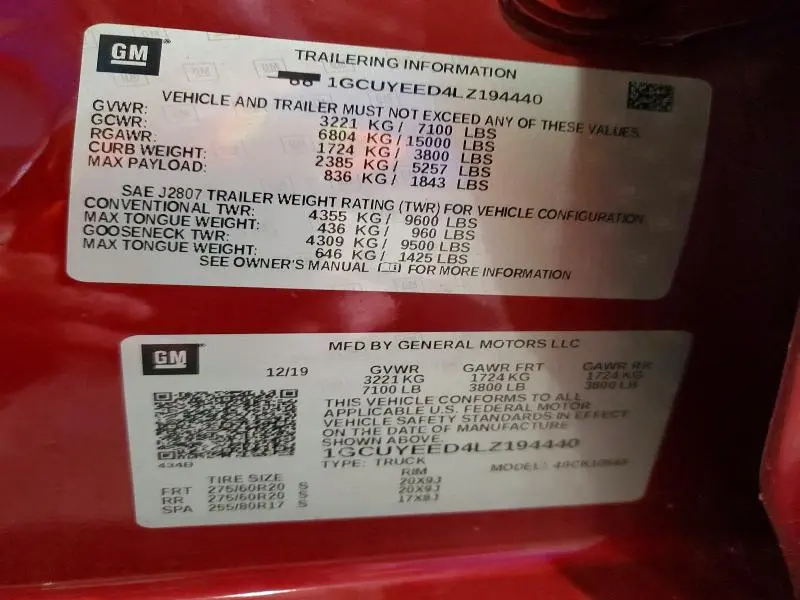 2020 CHEVROLET SILVERADO K1500 RST  