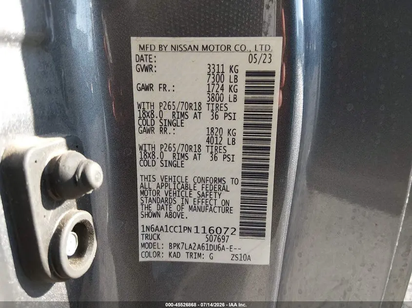 2023 NISSAN TITAN KING CAB S 4X4