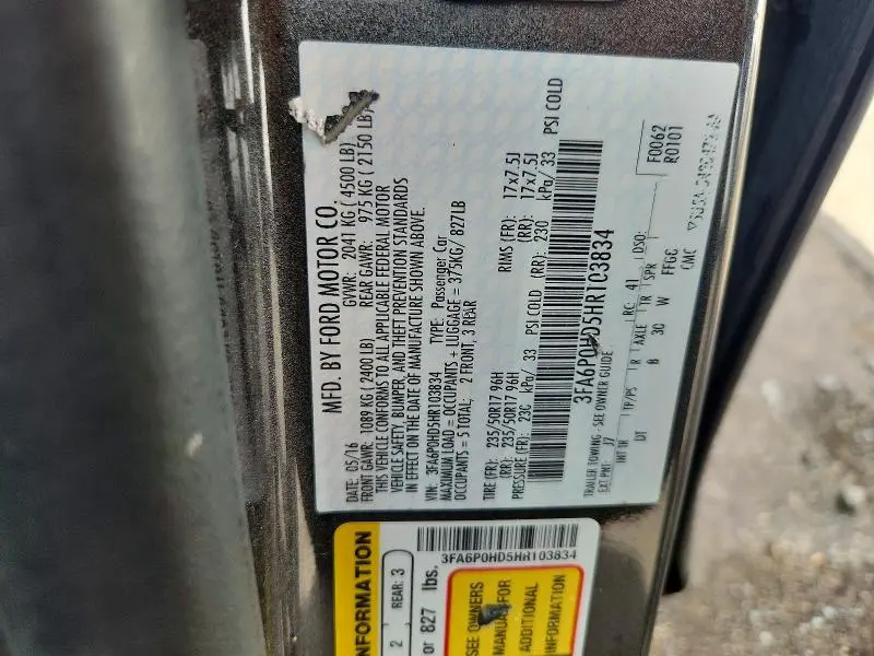 2017 FORD FUSION SE  