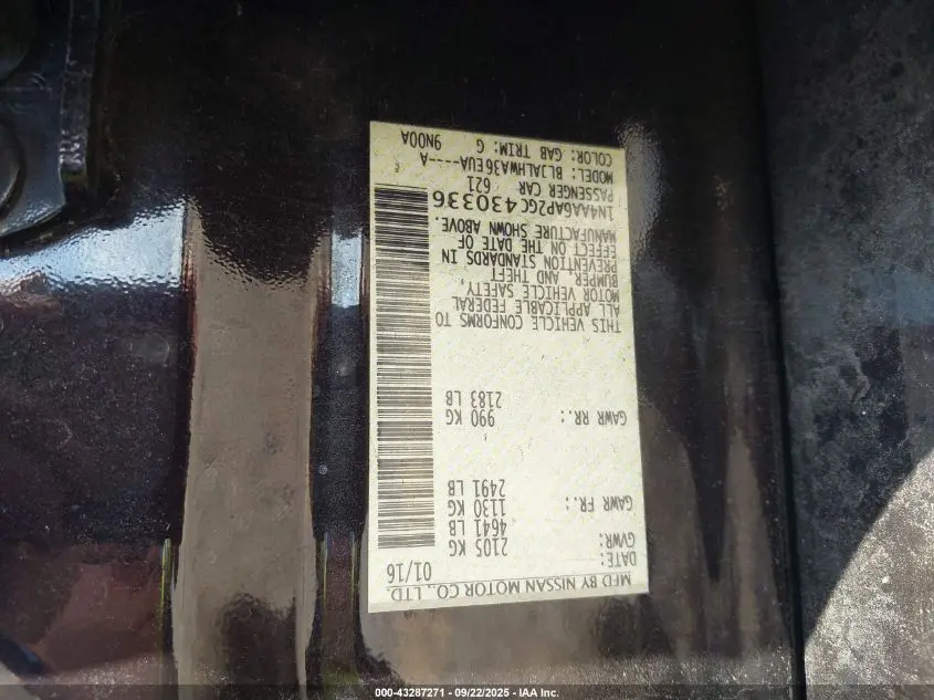 2016 NISSAN MAXIMA 3.5 PLATINUM