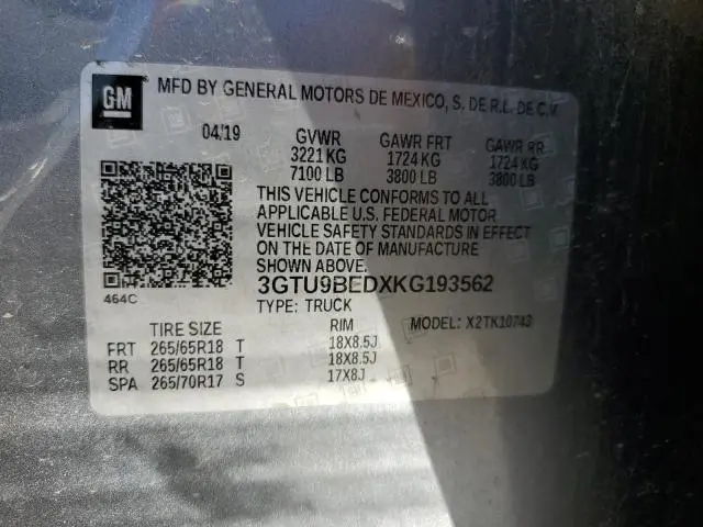 2019 GMC SIERRA K1500 SLE  