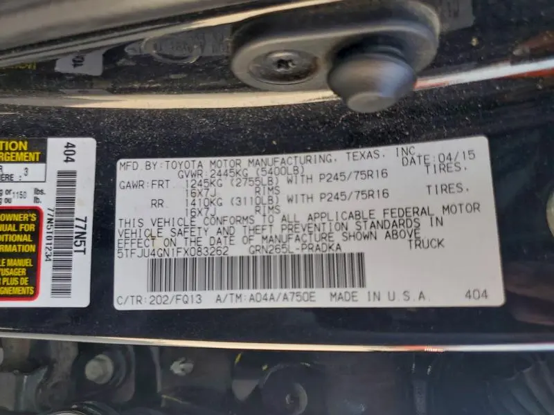 2015 TOYOTA TACOMA DOUBLE CAB PRERUNNER  