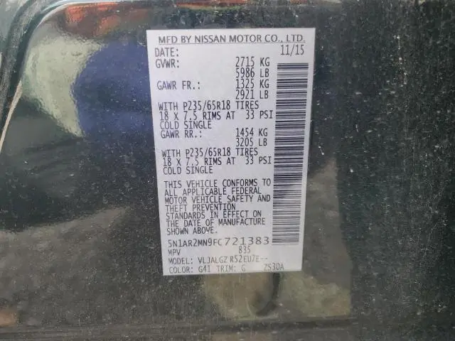 2015 NISSAN PATHFINDER S  