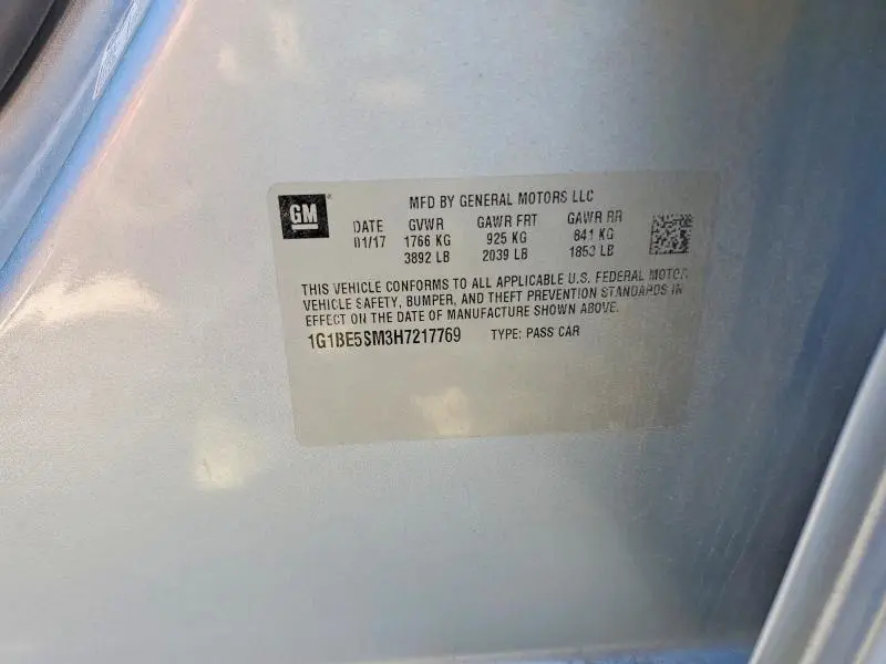 2017 CHEVROLET CRUZE LT  