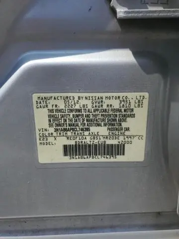 2012 NISSAN SENTRA 2.0  