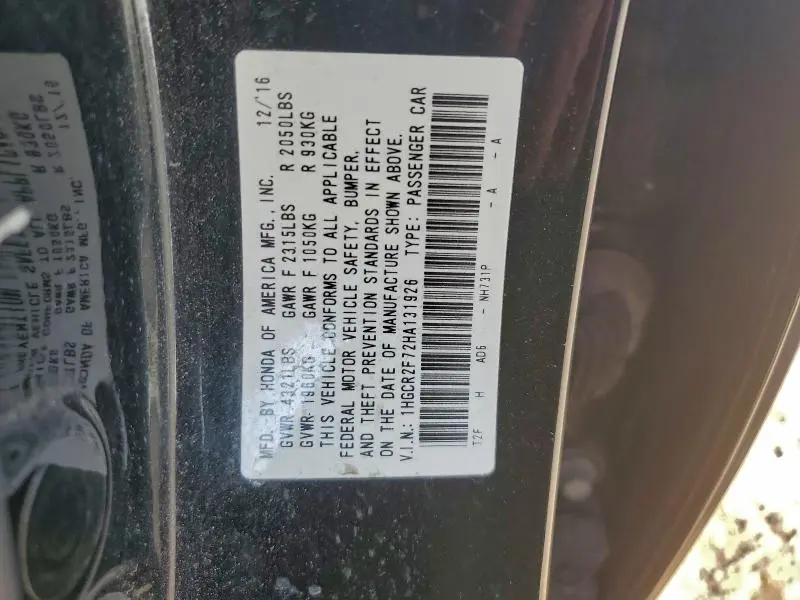 2017 HONDA ACCORD EX  