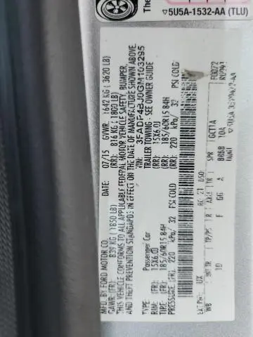 2016 FORD FIESTA SE  