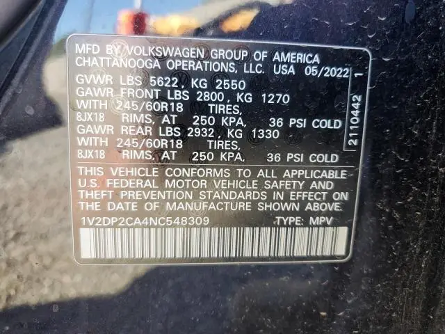 2022 VOLKSWAGEN ATLAS SE  