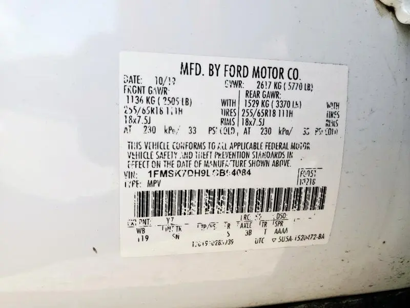 2020 FORD EXPLORER XLT  