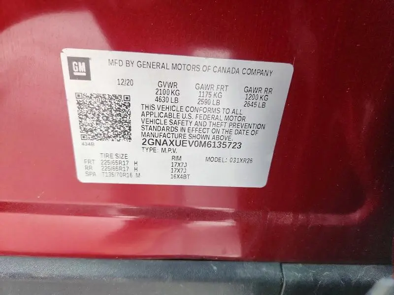 2021 CHEVROLET EQUINOX LT  