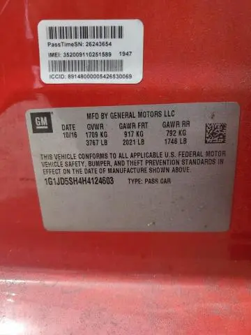 2017 CHEVROLET SONIC LT