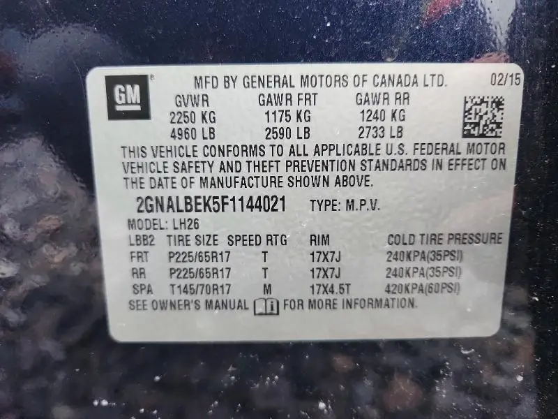 2015 CHEVROLET EQUINOX LT  