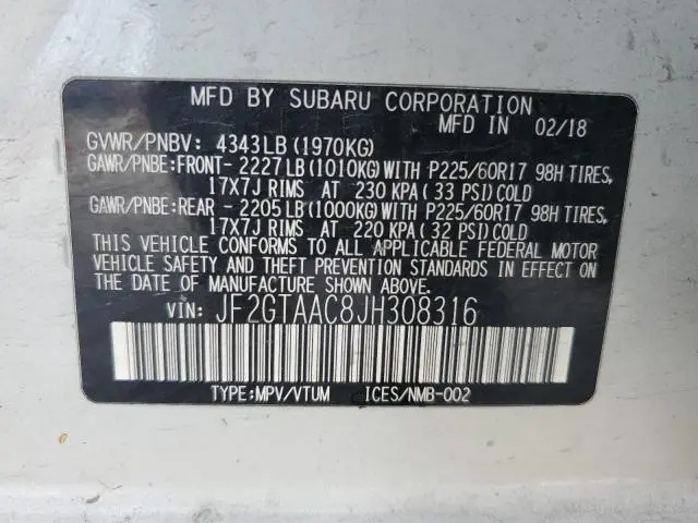 2018 SUBARU CROSSTREK   