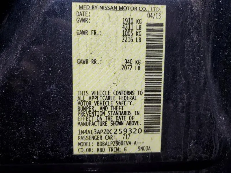 2013 NISSAN ALTIMA 2.5  