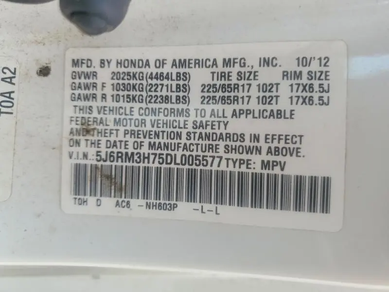 2013 HONDA CR-V EXL  
