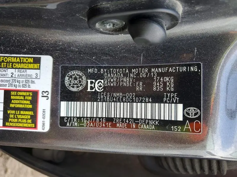 2013 TOYOTA COROLLA L  