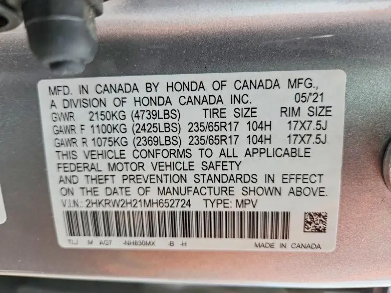 2021 HONDA CR-V LX  