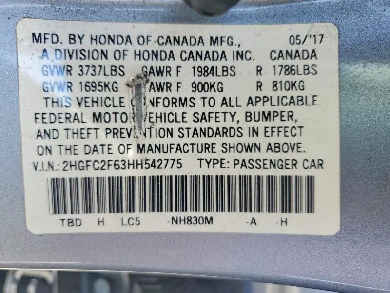 2017 HONDA CIVIC LX  