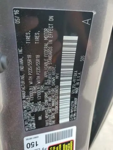 2016 TOYOTA SIENNA XLE  