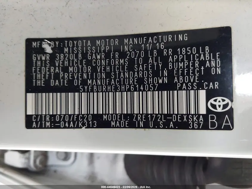 2017 TOYOTA COROLLA SE