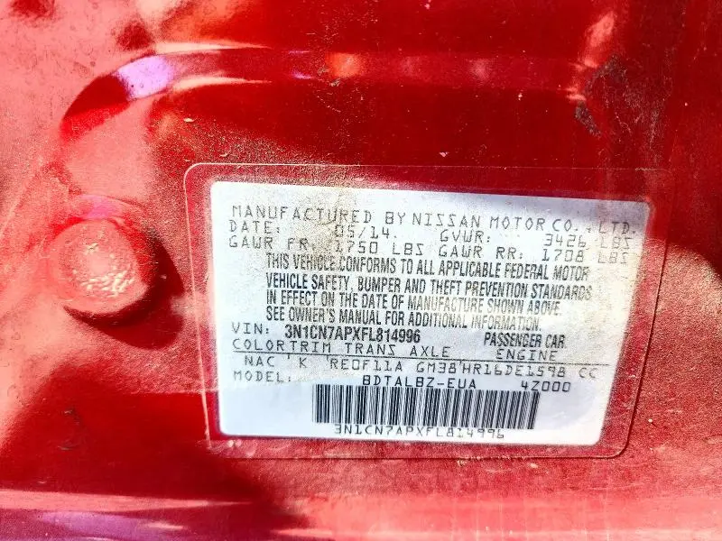2015 NISSAN VERSA 1.6 SV  