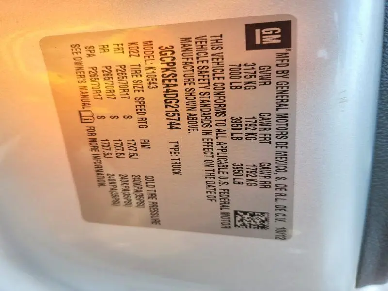 2013 CHEVROLET SILVERADO K1500 LT  