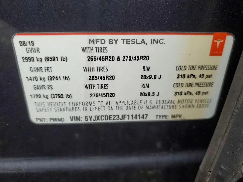 2018 TESLA MODEL X   