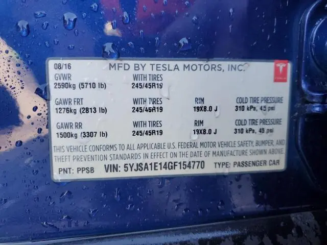 2016 TESLA MODEL S   