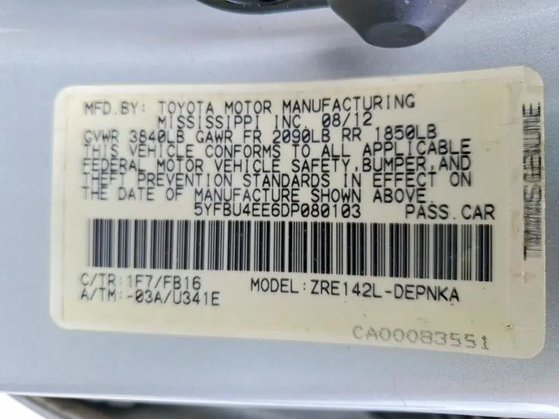 2013 TOYOTA COROLLA LE  