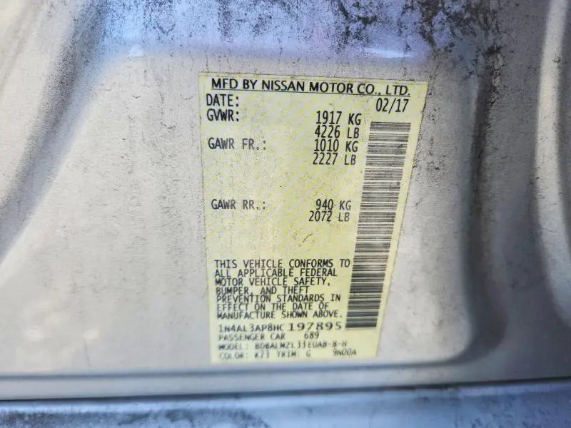 2017 NISSAN ALTIMA 2.5 SV  