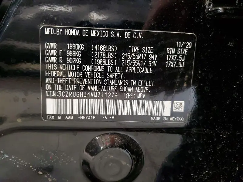2021 HONDA HR-V LX  