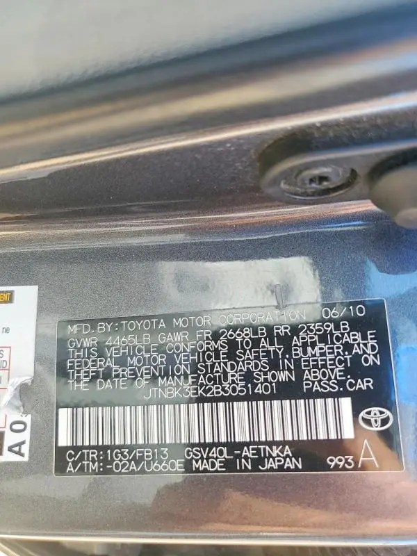 2011 TOYOTA CAMRY LE V6  