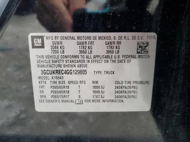 2016 CHEVROLET SILVERADO K1500 LT  