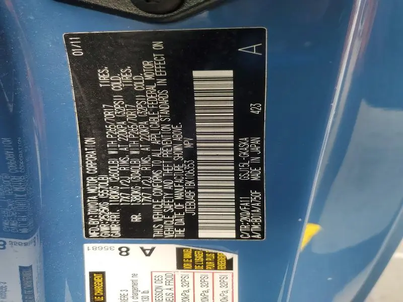 2011 TOYOTA FJ CRUISER   