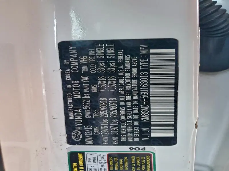 2016 HYUNDAI SANTA FE SE  