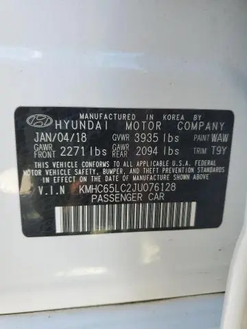 2018 HYUNDAI IONIQ BLUE  