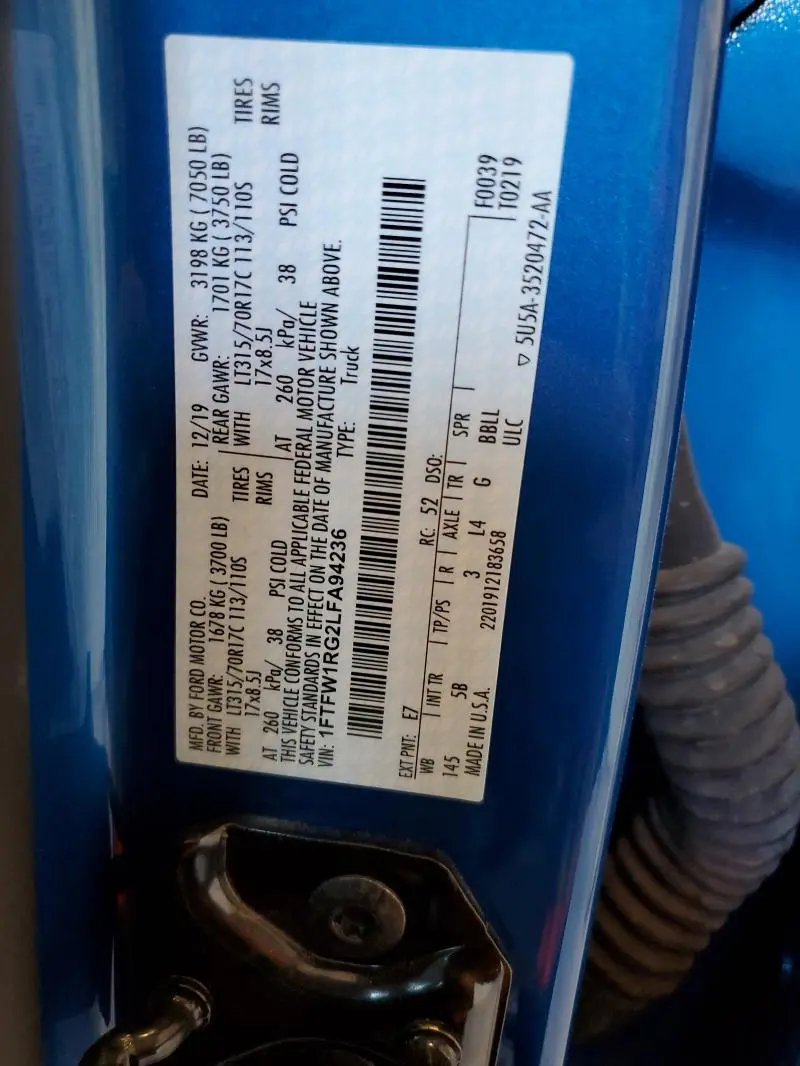 2020 FORD F150 RAPTOR  