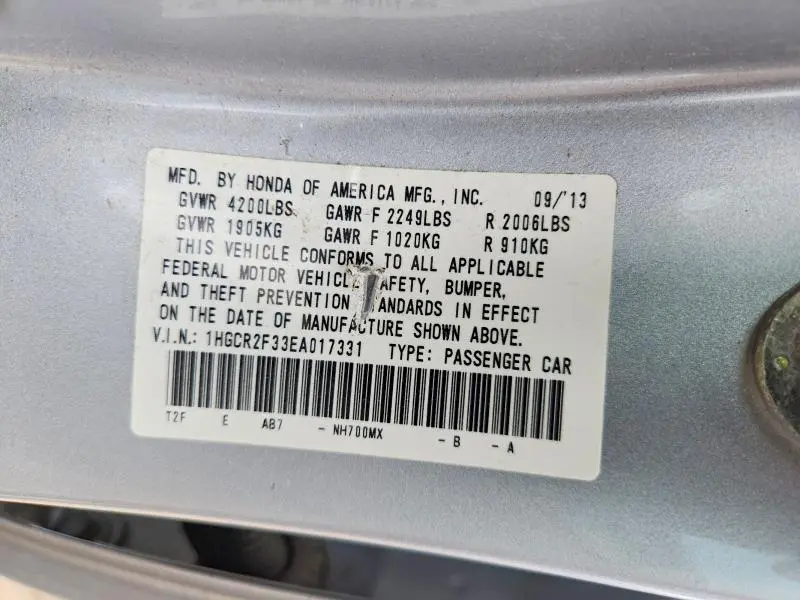 2014 HONDA ACCORD LX  