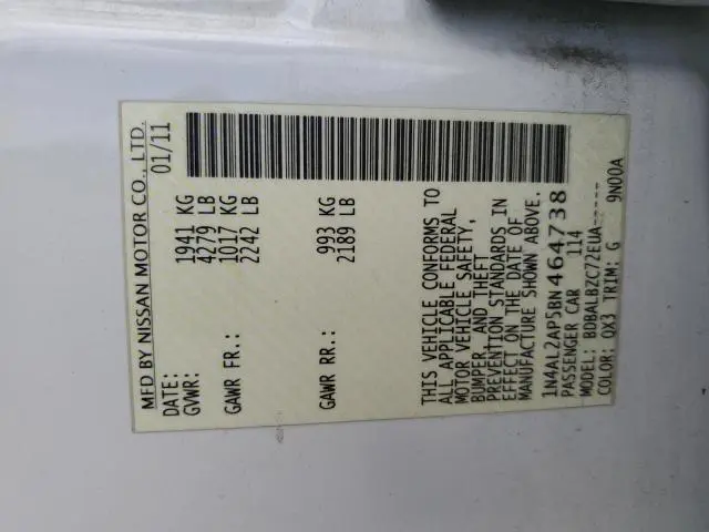 2011 NISSAN ALTIMA BASE  