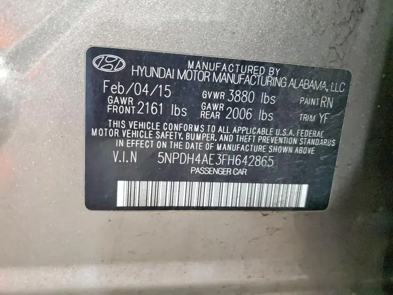 2015 HYUNDAI ELANTRA SE  